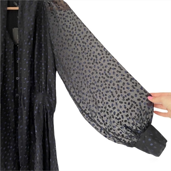 NWT Rachel Zoe Silk Tie Front Polka Dot Button Down Dress - Picture 8 of 12